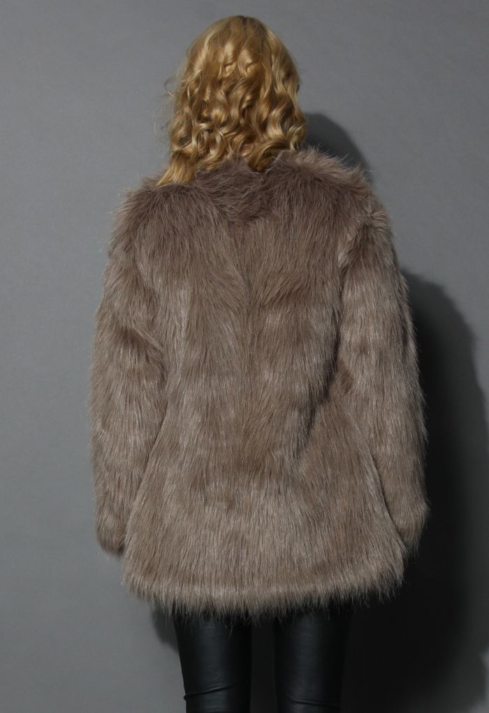 Chicwish Glam Brown Faux Fur Coat