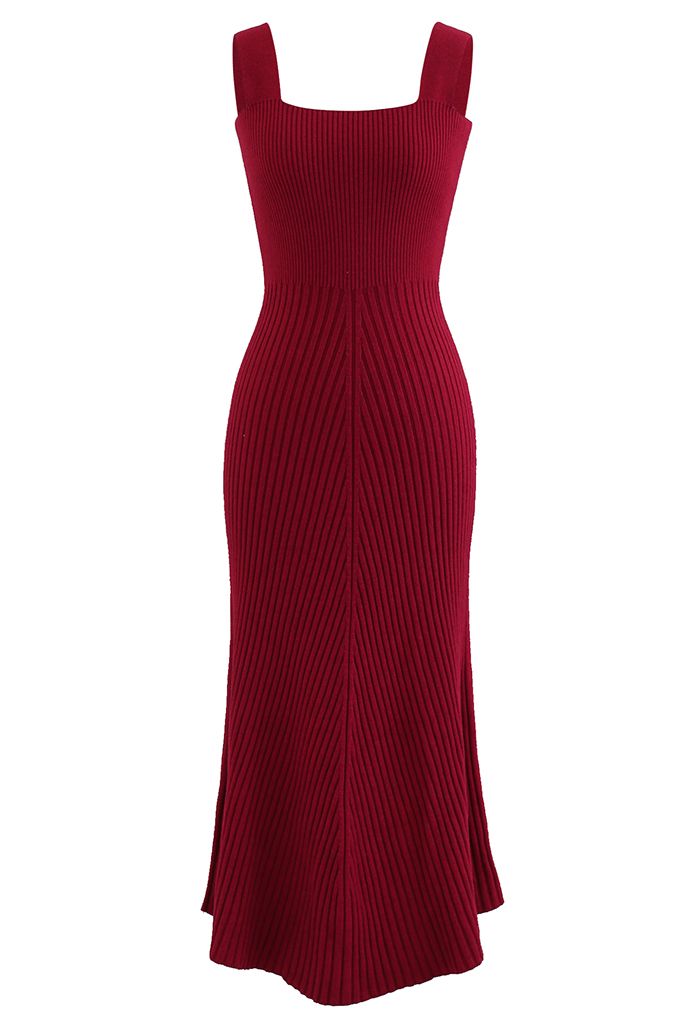 Slender Soft Knit Cami Dress in Red