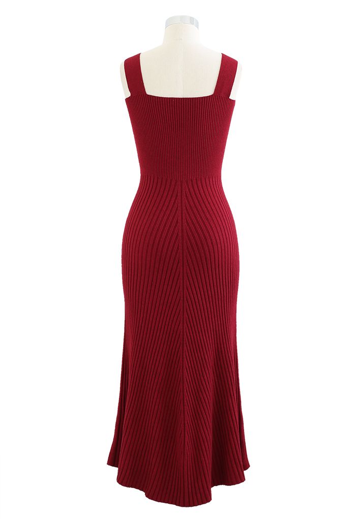 Slender Soft Knit Cami Dress in Red