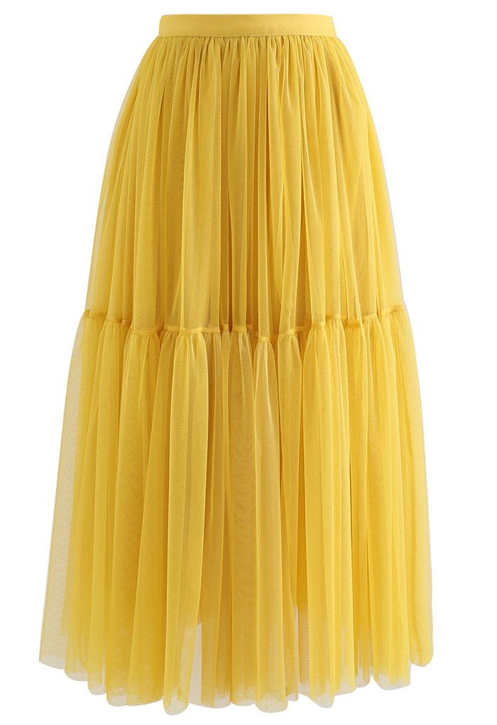 Can't Let Go Mesh Tulle Skirt in Yellow