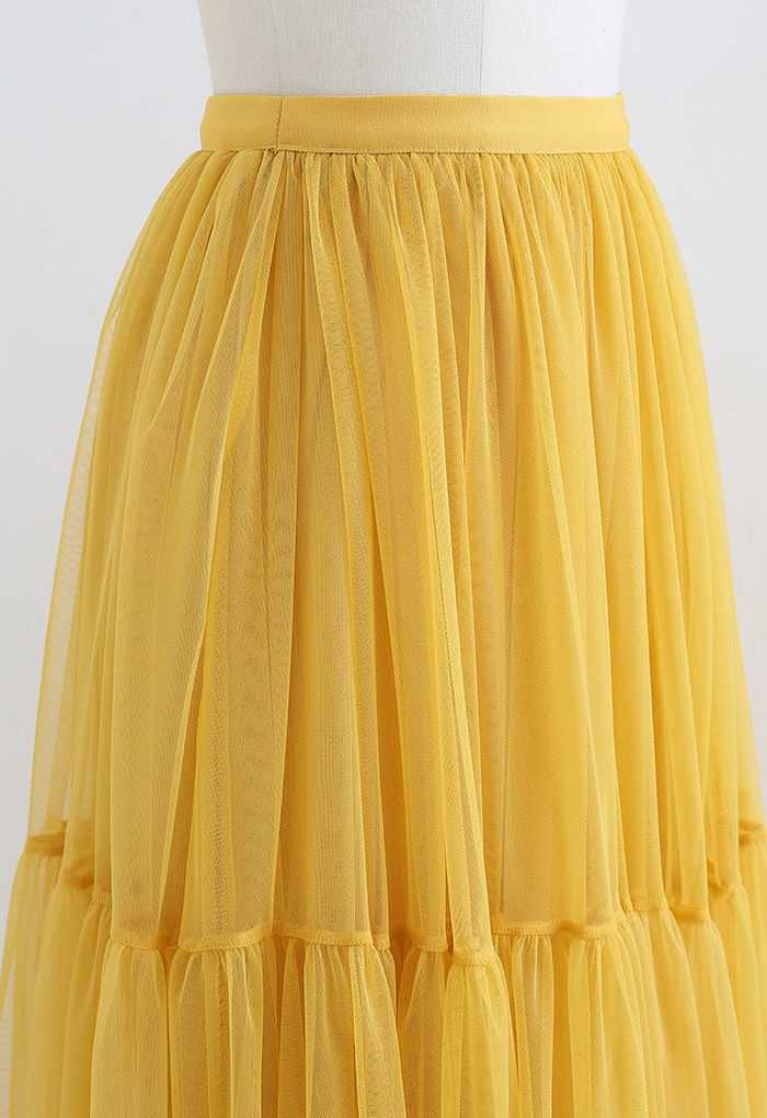 Can't Let Go Mesh Tulle Skirt in Yellow