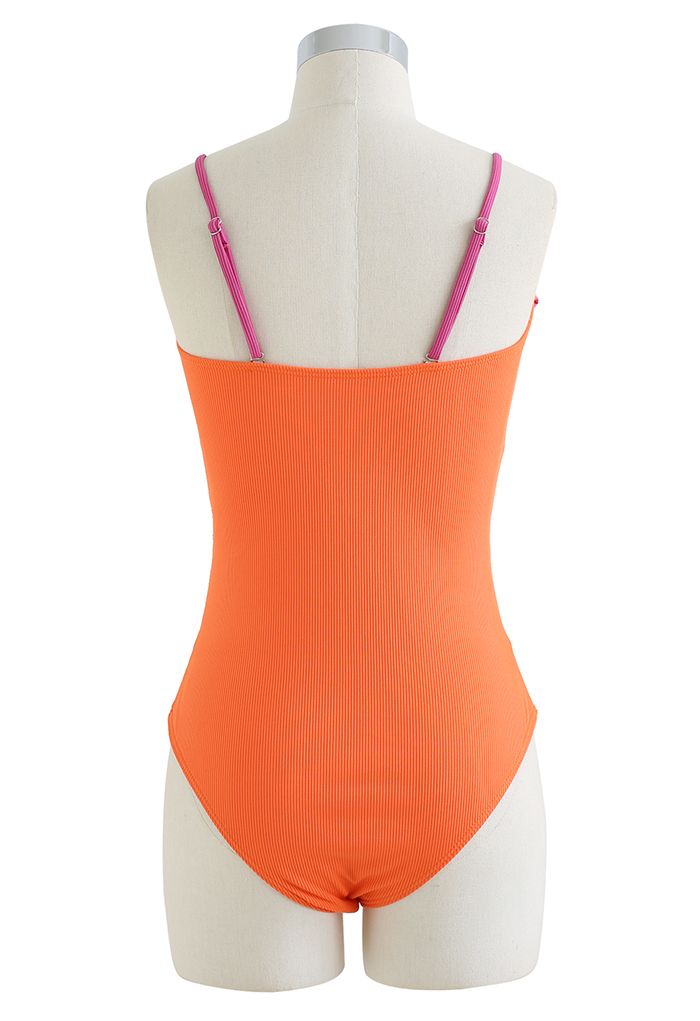 Rainbow Buckle Cutout Ribbed Swimsuit