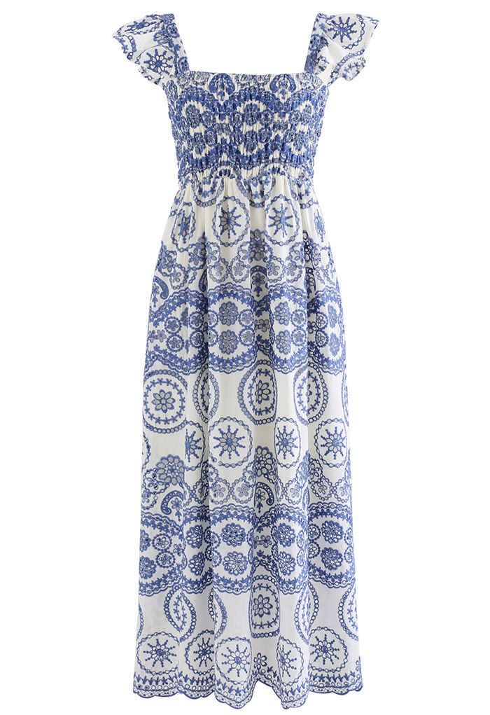 Dreamy Boho Embroidered Cutout Maxi Dress