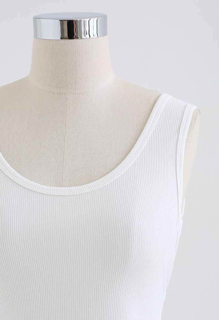 Crisscross Open Back Tank Top in White