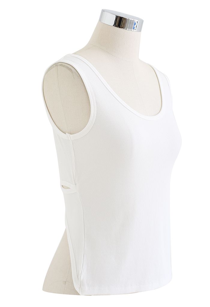 Crisscross Open Back Tank Top in White