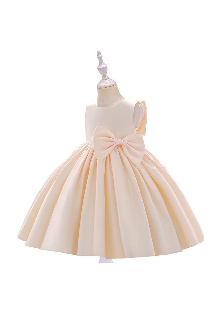 Big Bow Back Sleeveless Princess Dress in Cream For Kids