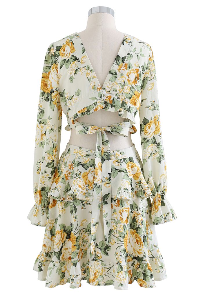 Charming Fragrance Floral Ruffle Dress