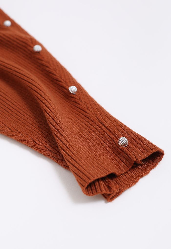 Pearly Batwing Sleeve Knit Sweater in Caramel