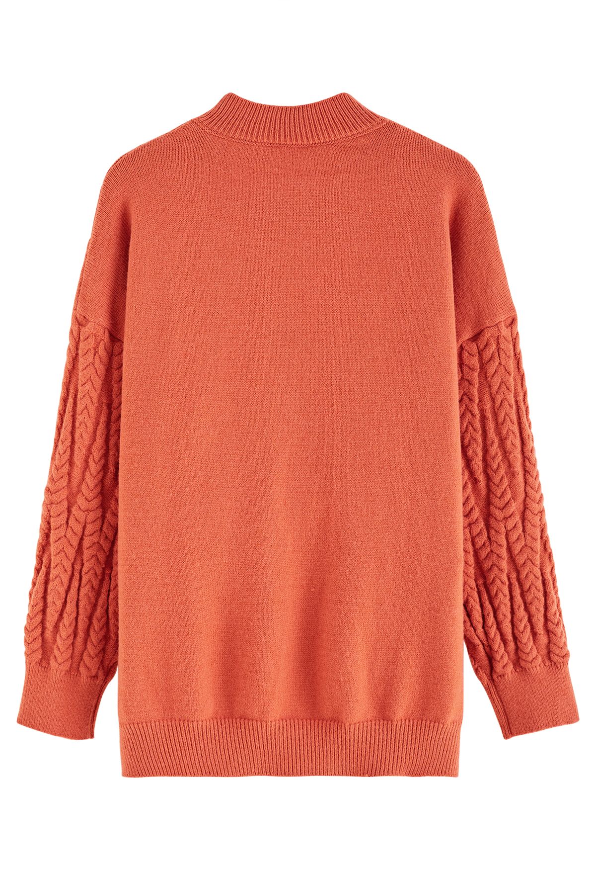 Zigzag Braided Chunky Knit Sweater in Pumpkin