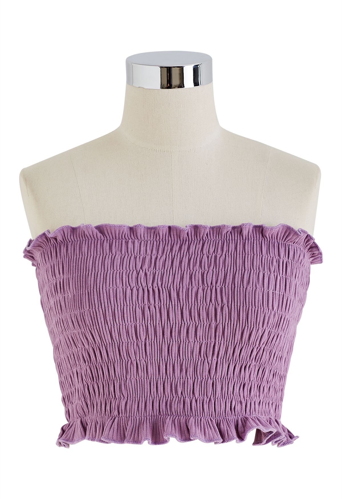 Ruffle Shirred Tube Top and Cardigan Set in Lilac