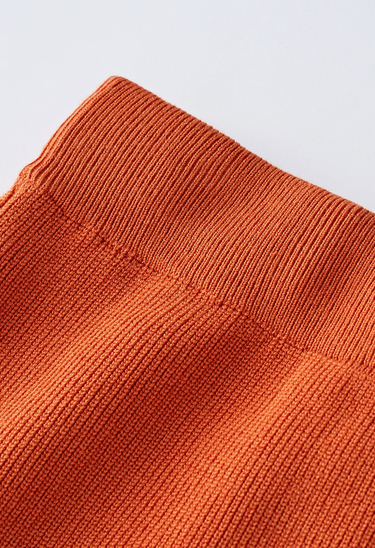 Comfy Ribbed Knit Top and Midi Skirt Set in Orange