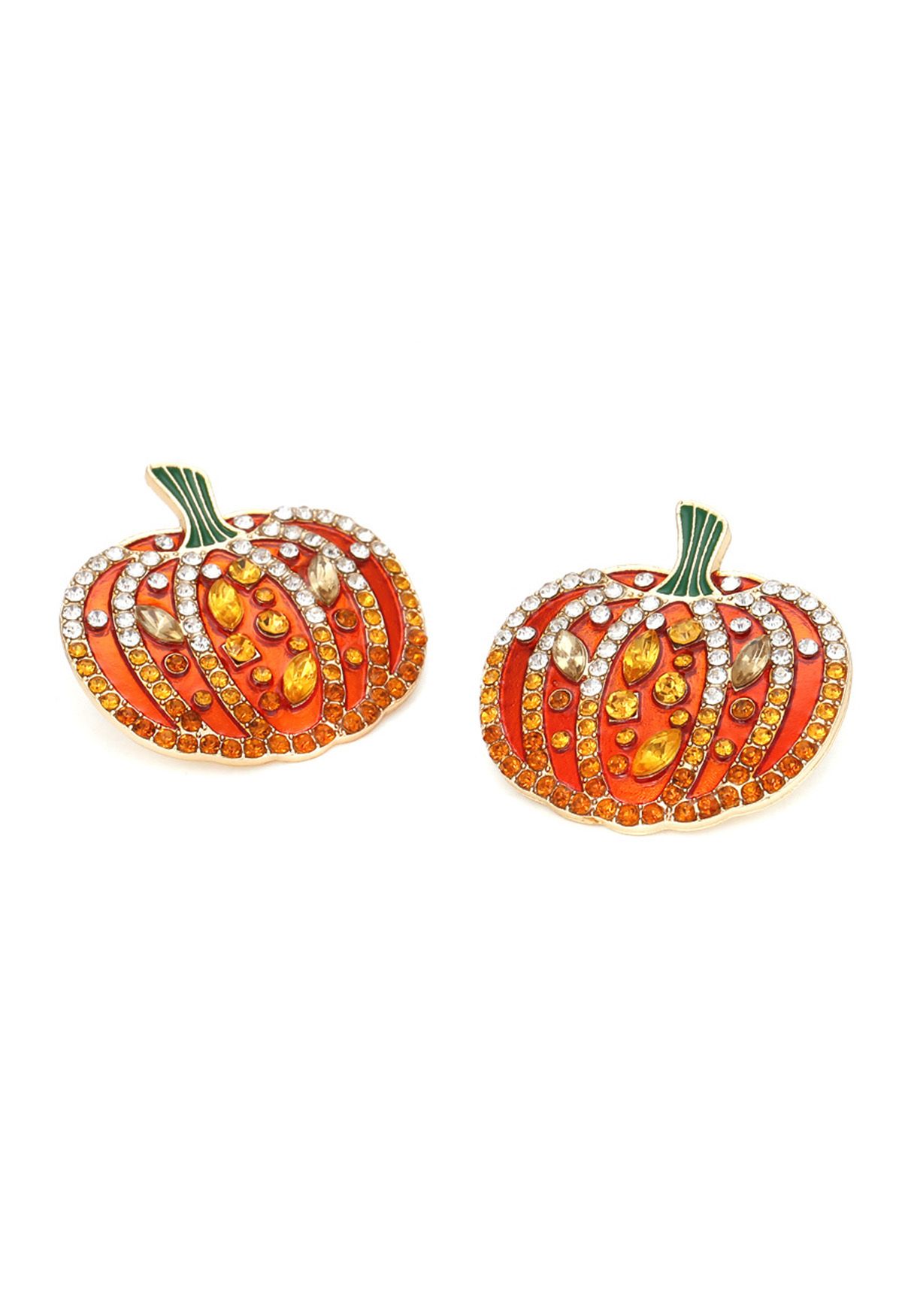 Diamond Decor 3D Shiny Pumpkin Earrings