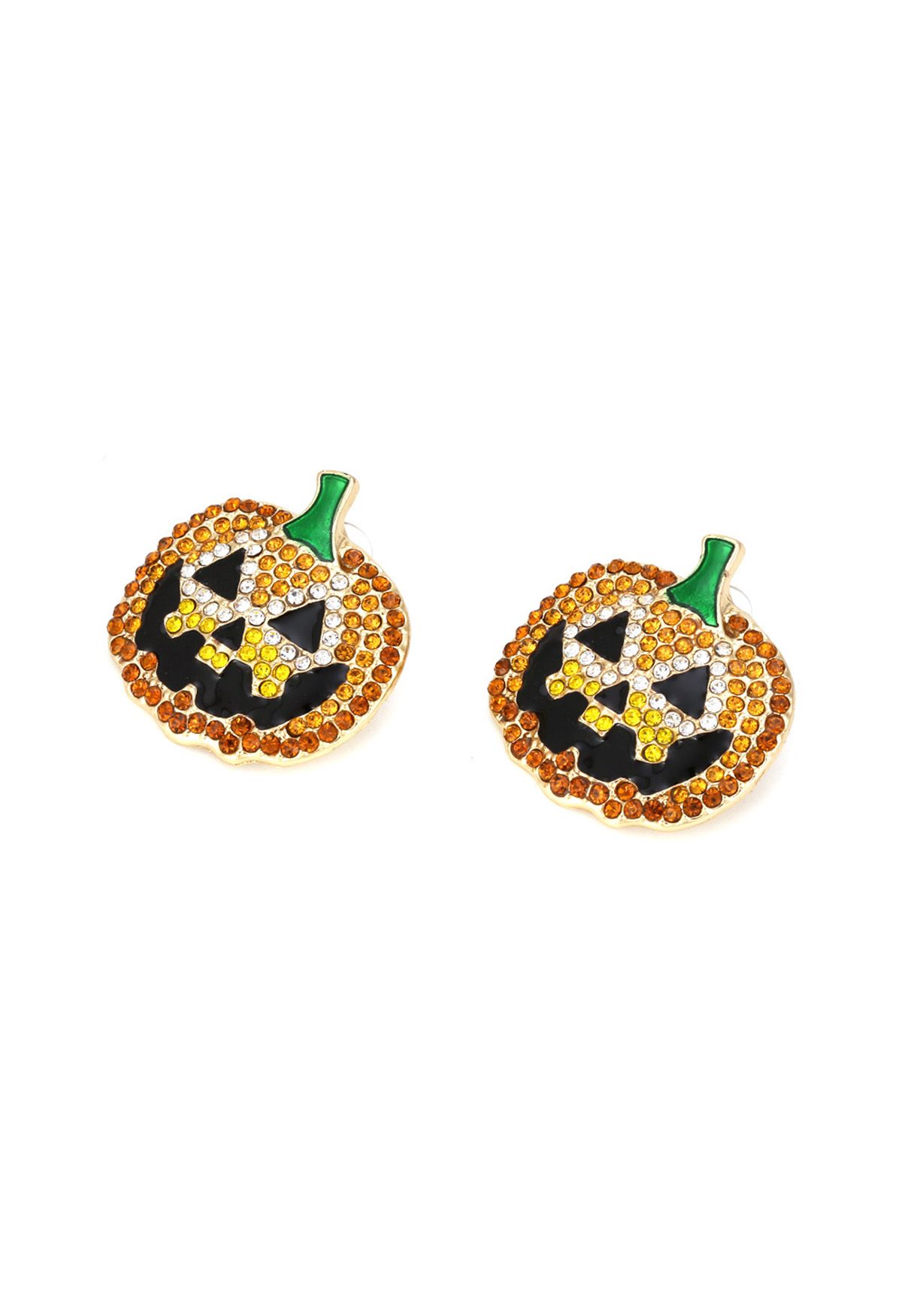 Pumpkin Face Diamond Decor Earrings