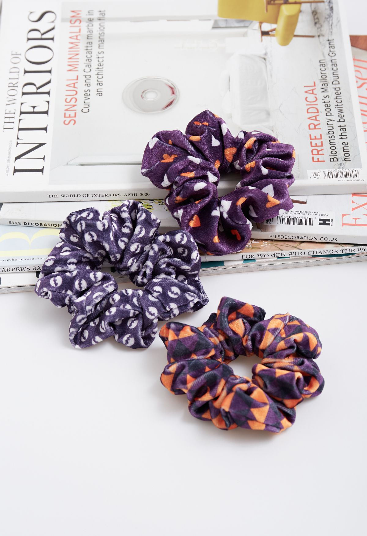 Playful Halloween Vibe Purple Scrunchies Set