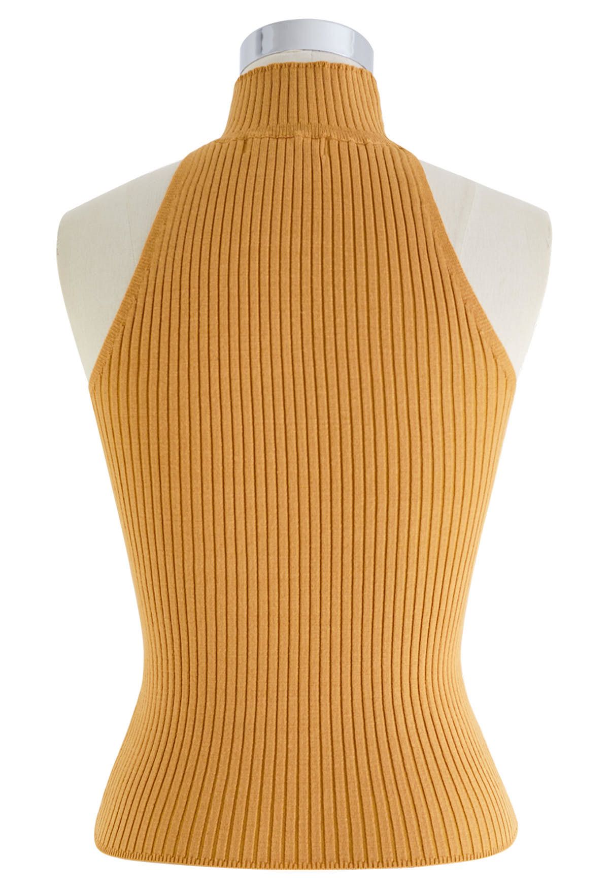 Strapless Halter Neck Knit Top in Pumpkin