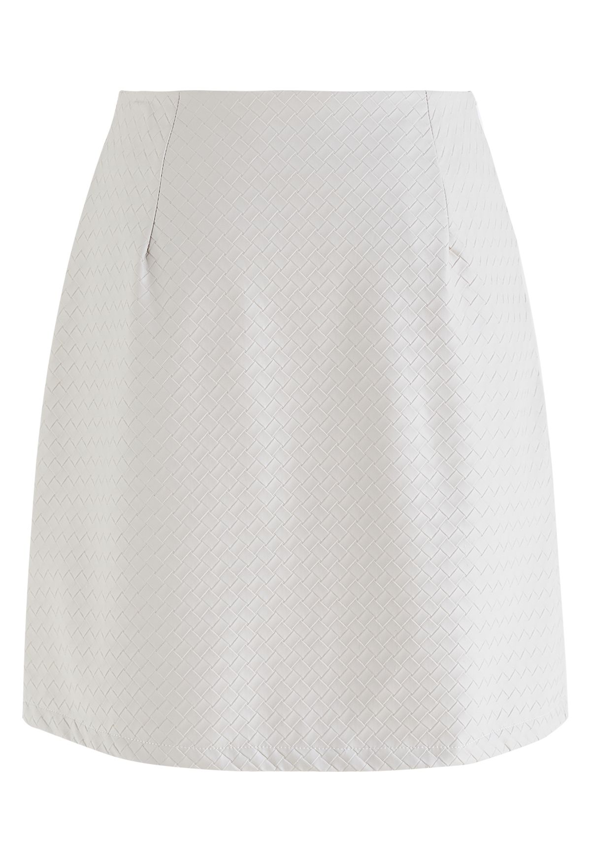 Woven Pattern Faux Leather Mini Skirt