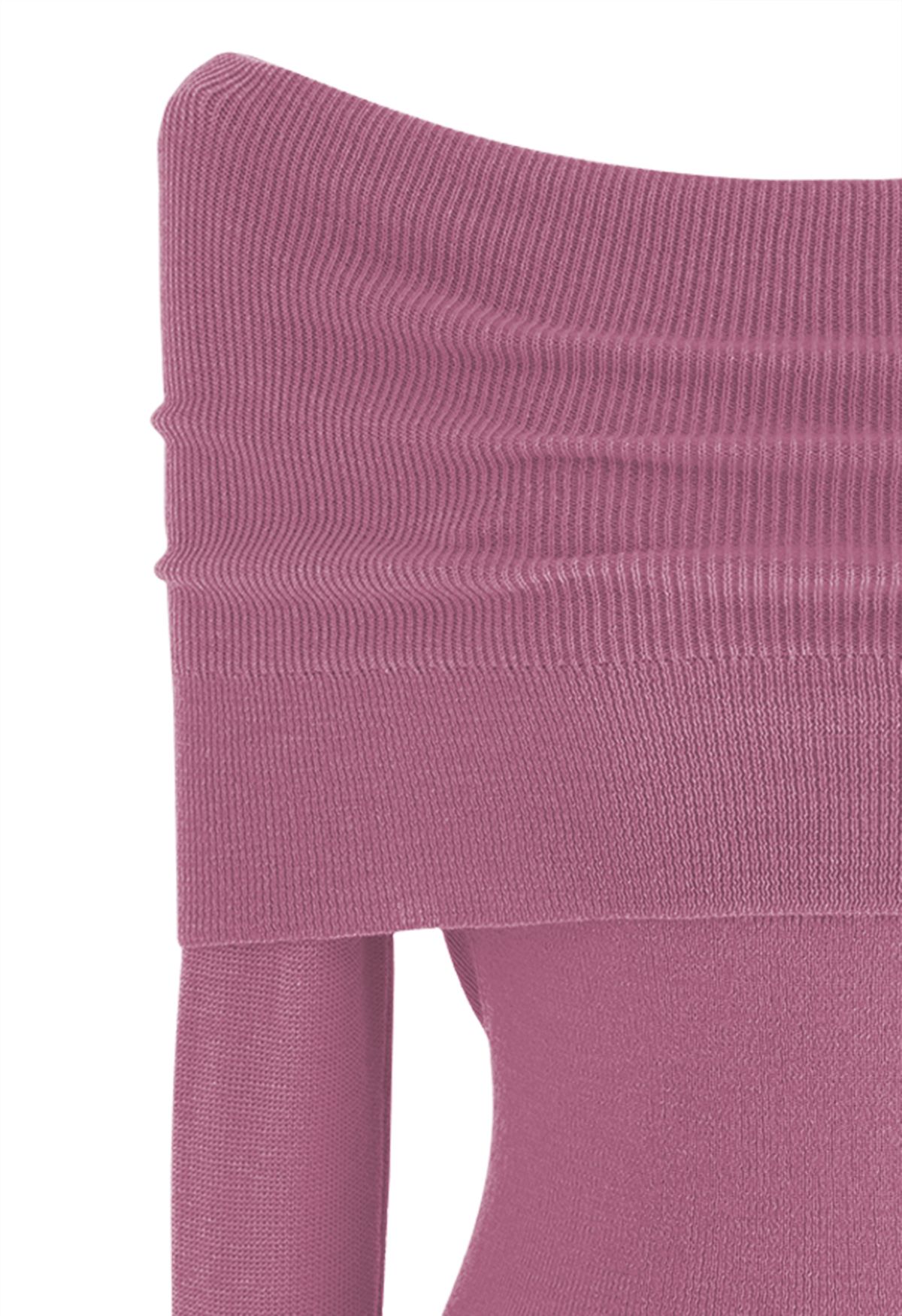 Fold Over Off-Shoulder Knit Top in Pink