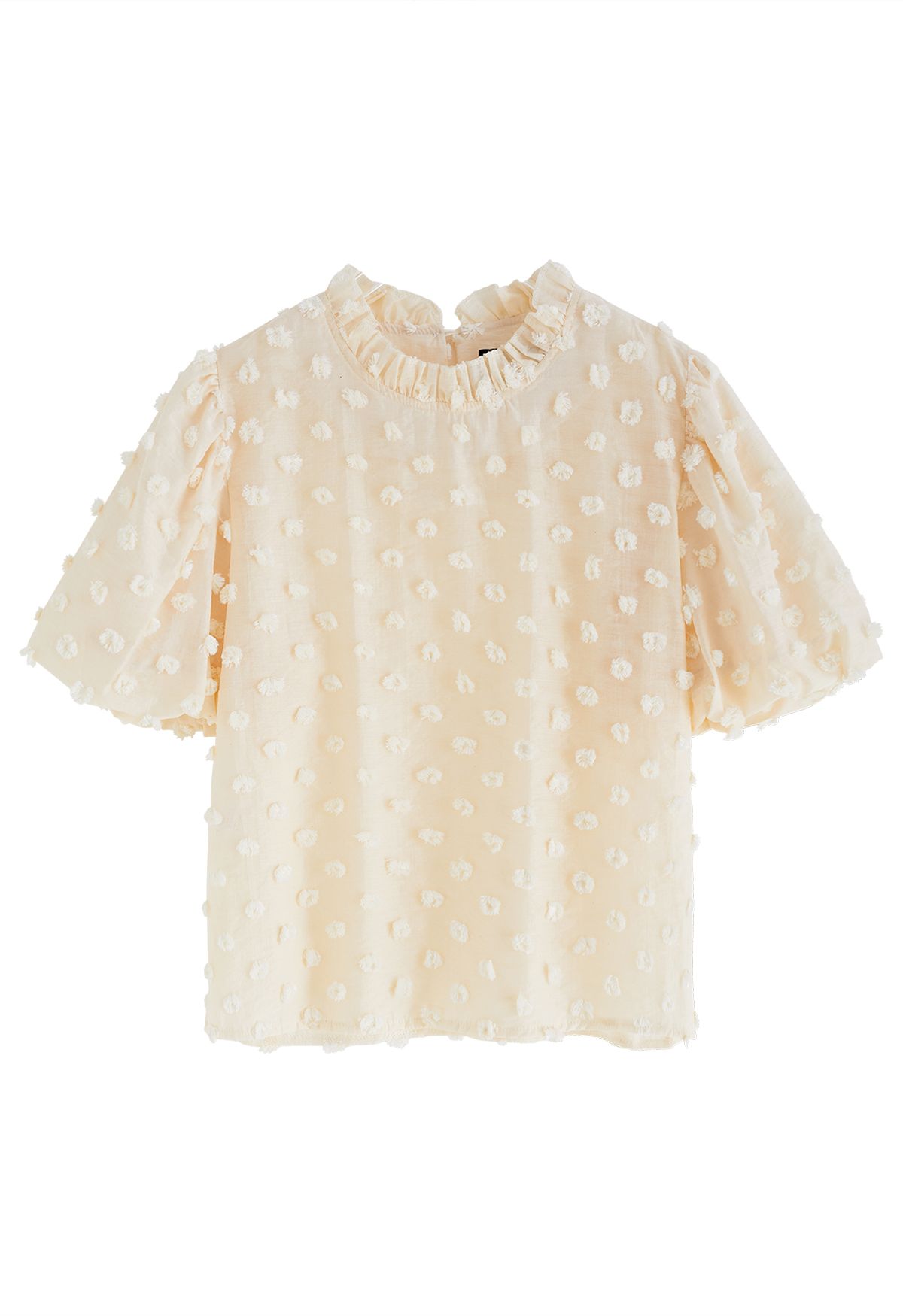 Cotton Candy Short Bubble Sleeve Dolly Top in Cream