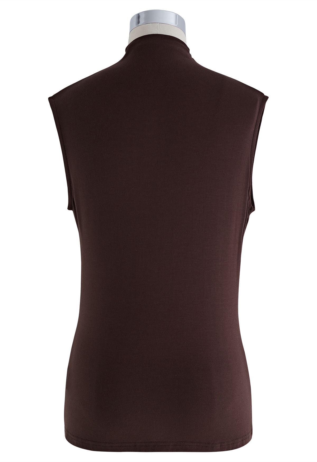 Ruched Detail Sleeveless Top in Brown