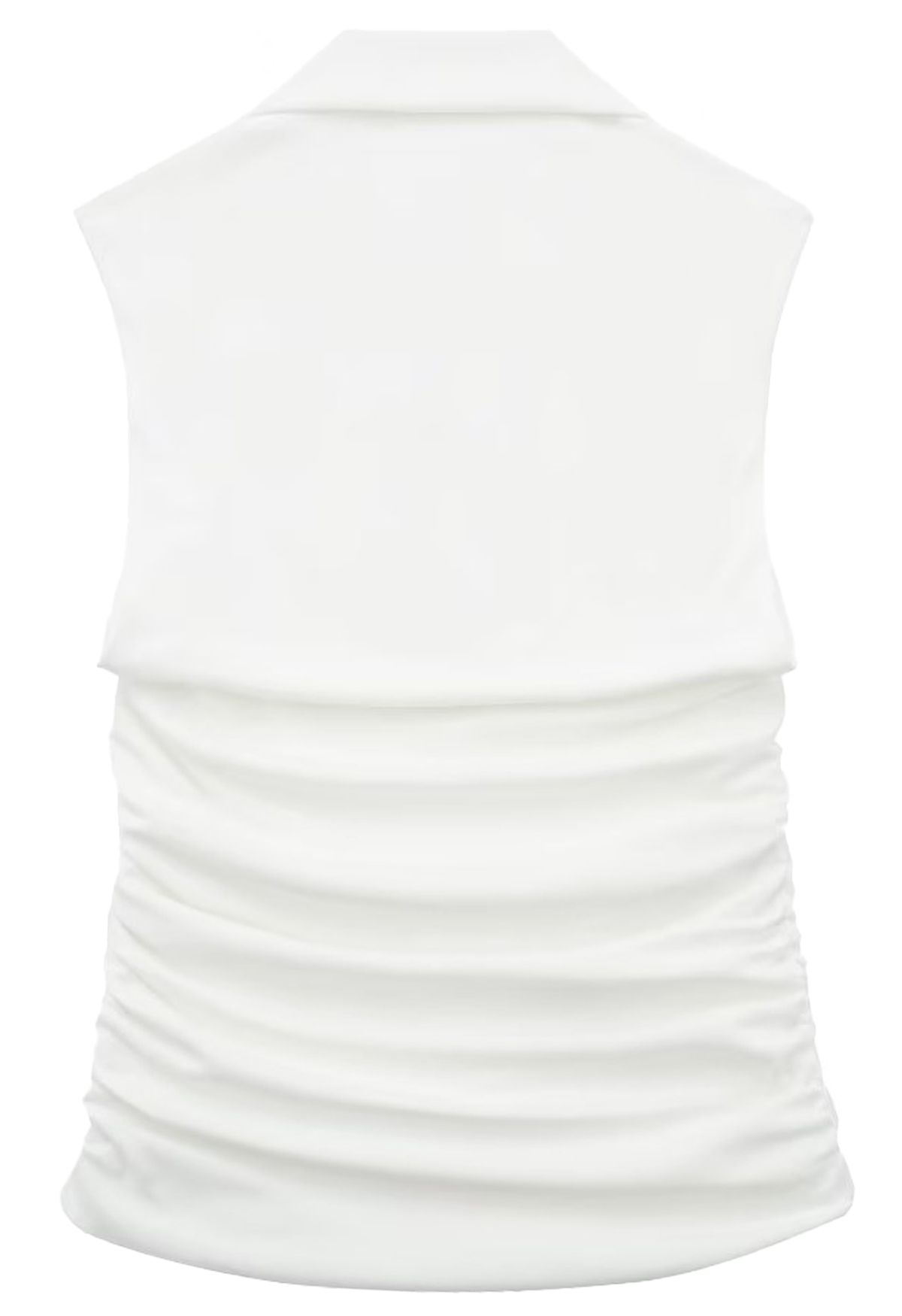 Square Neck Ruched Waist Sleeveless Top in White