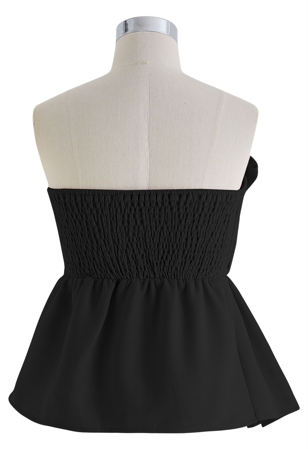 Nifty Pleated Detail Strapless Top in Black