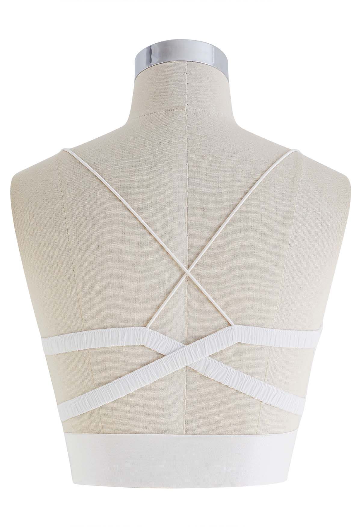 Crisscross Back Crop Cami Top in White