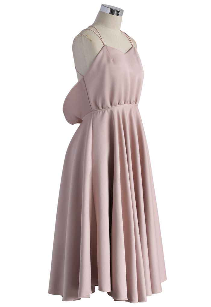 Luxurious Cross-strap Open Back Dress in Pink