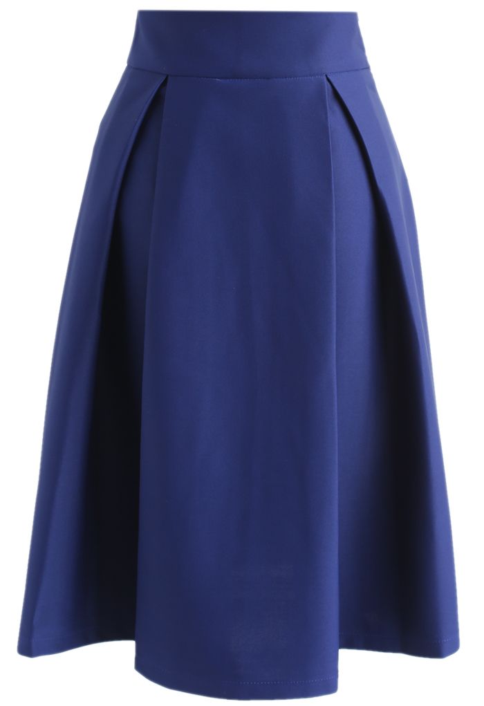 Full A-Line Midi Skirt in Royal Blue