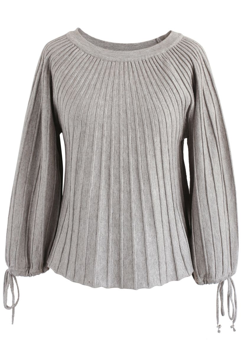 Sugary Puff Radiating Stripe Sweater in Grey