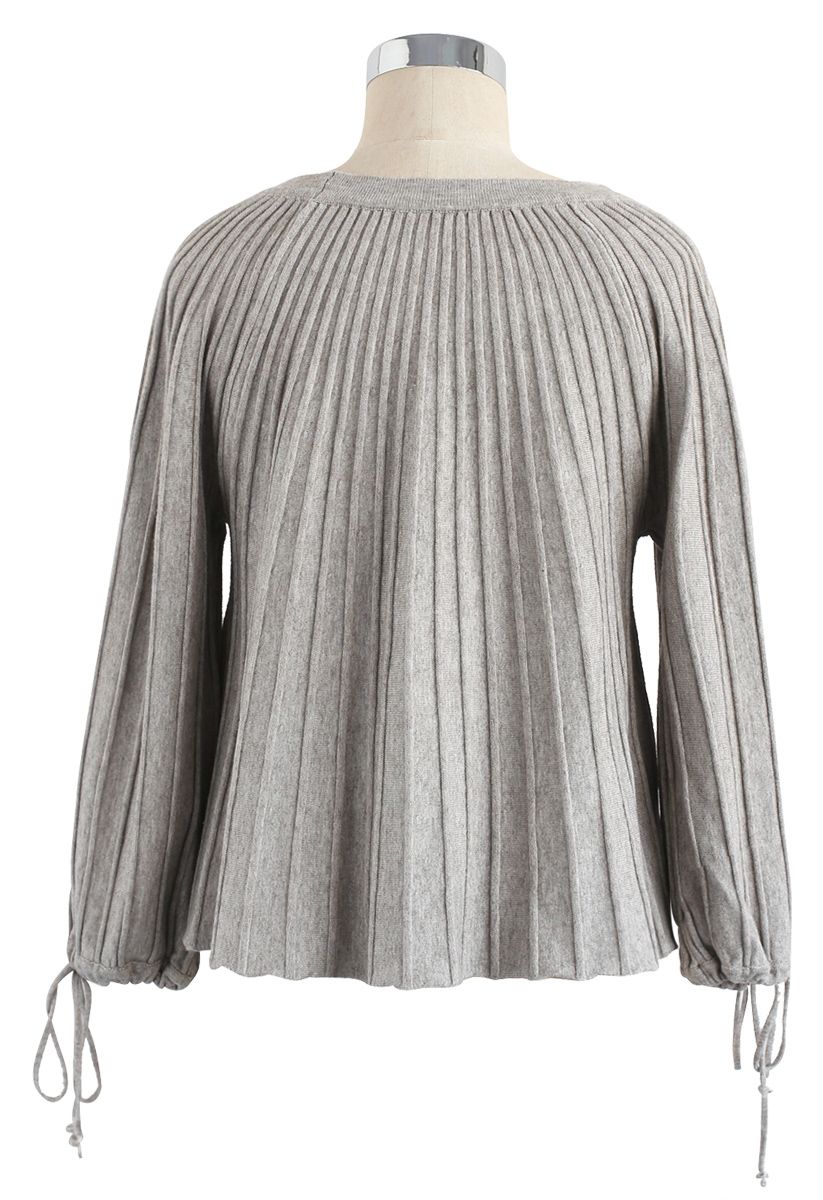 Sugary Puff Radiating Stripe Sweater in Grey