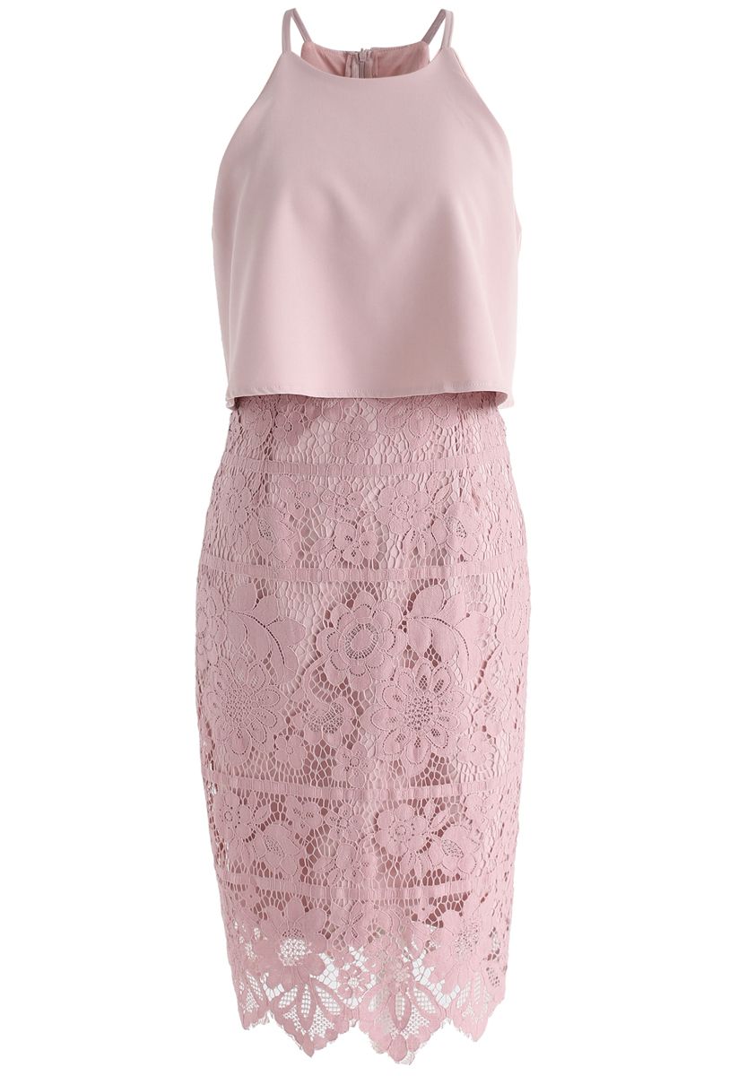 Faith in Glamour Lace Cami Dress in Pink