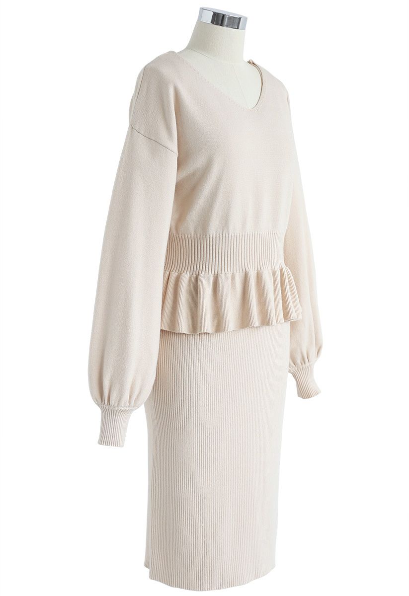 Surrounding Sweetness Knit Twinset Dress in Cream