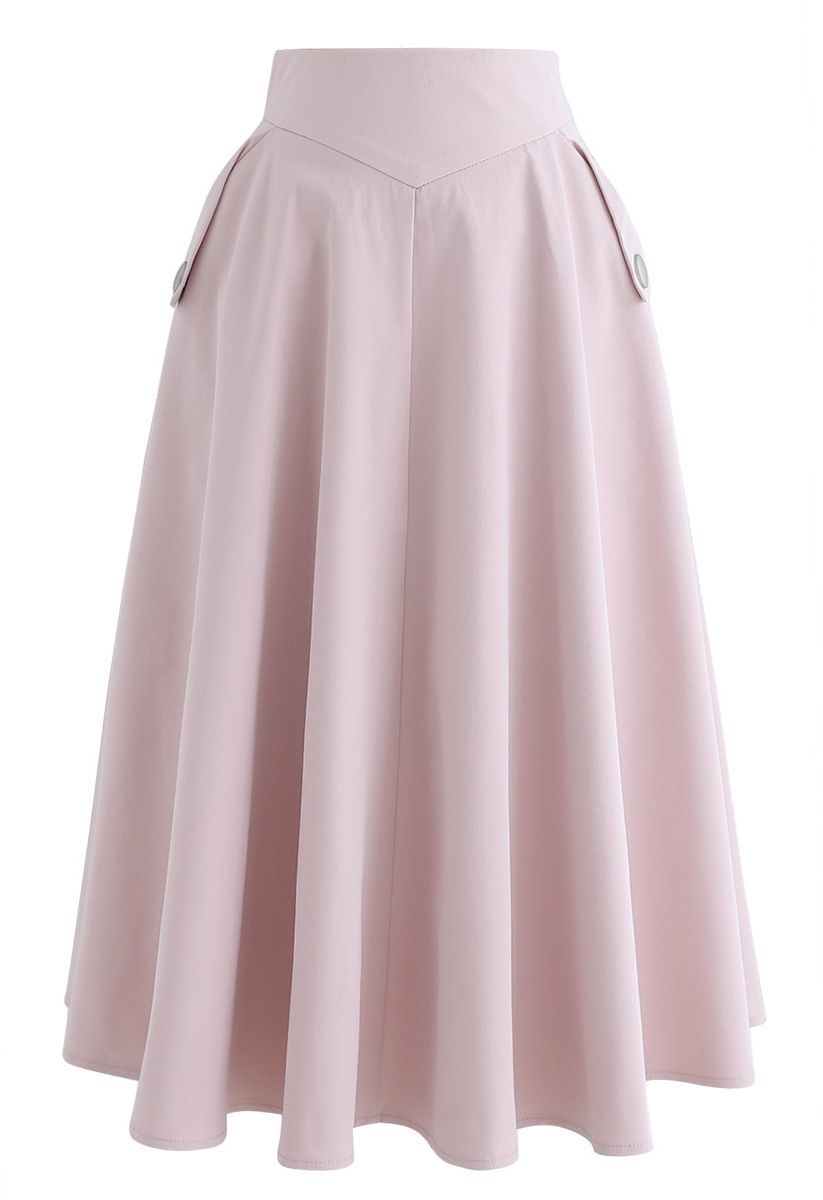Classic Simplicity A-Line Midi Skirt in Pink