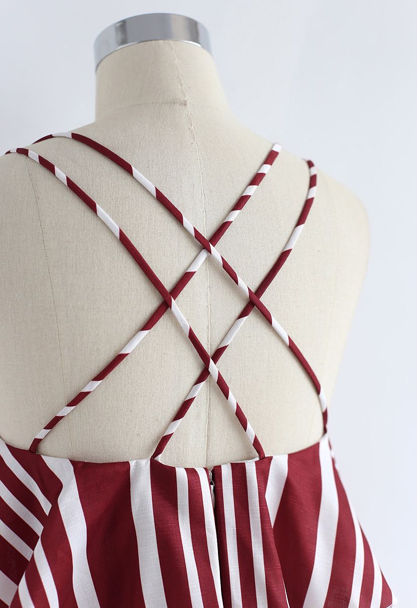 Prominent Stripes Cross Back Cami Dress