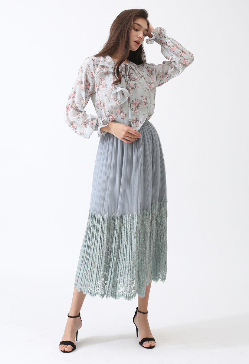 The Way of Love Lace Spliced Mesh Skirt