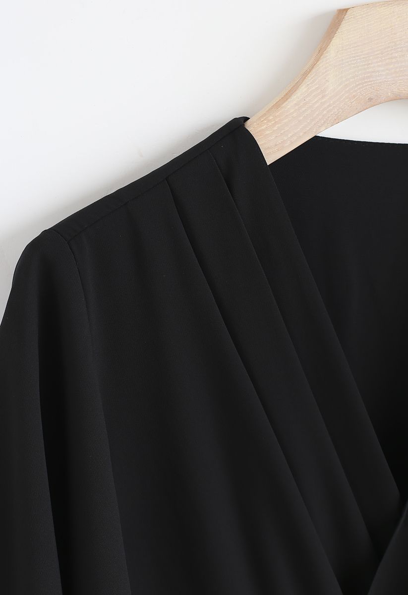 Stay Chic Cropped Cape Top in Black