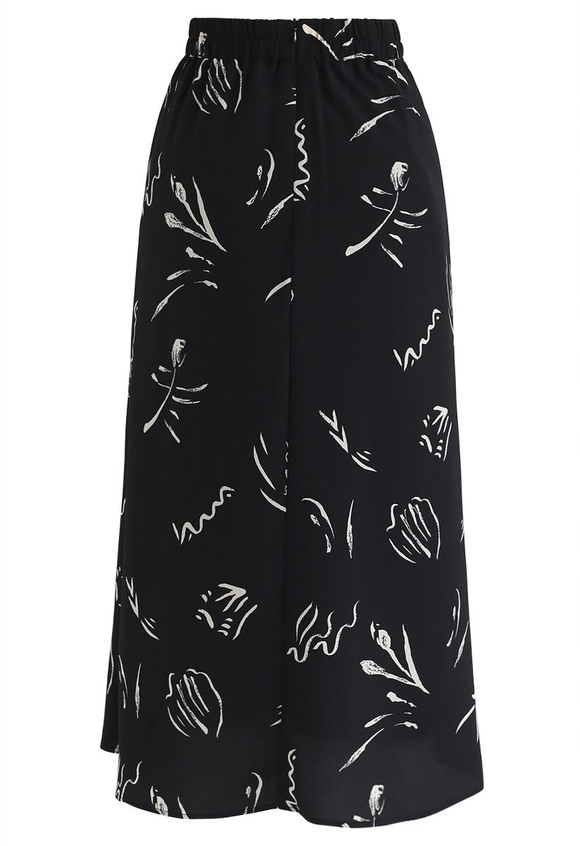 Never Too Late A-Line Chiffon Skirt in Black