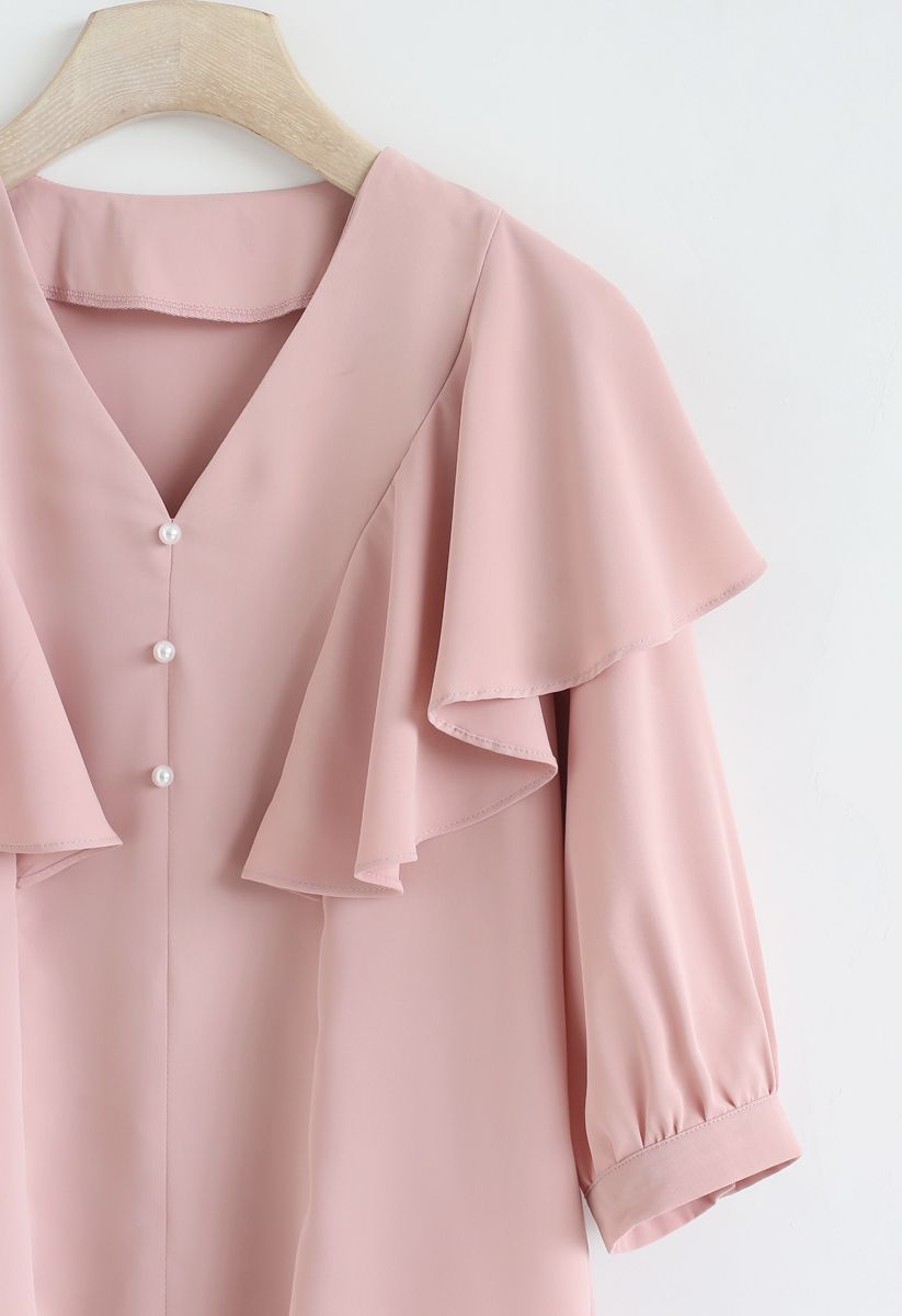 Let's Fall in Love Ruffle Top in Pink
