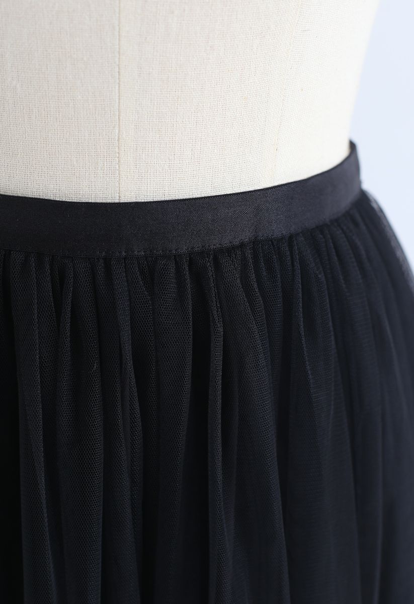 Can't Let Go Mesh Tulle Skirt in Black