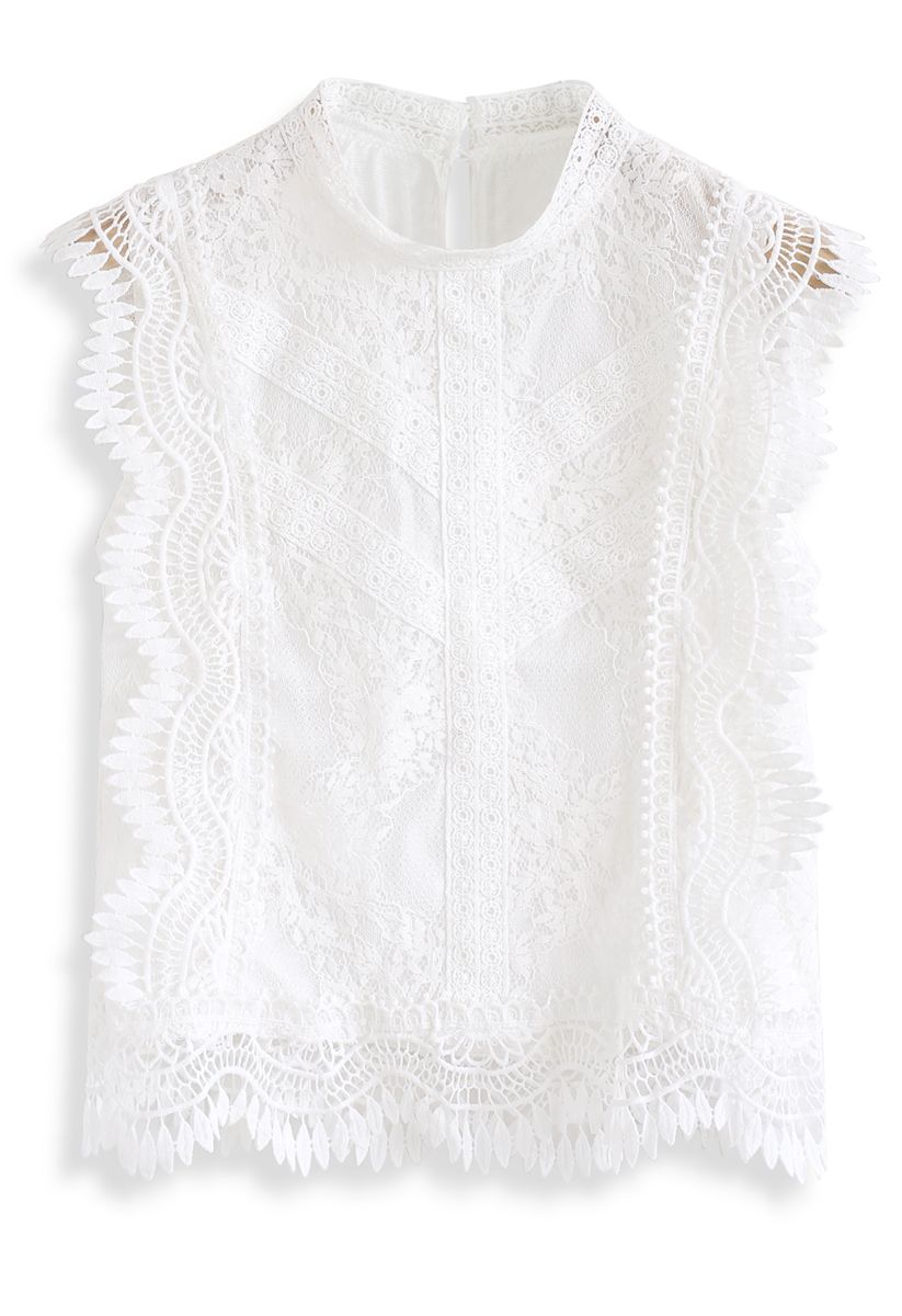 Lace is More Sleeveless Top in White