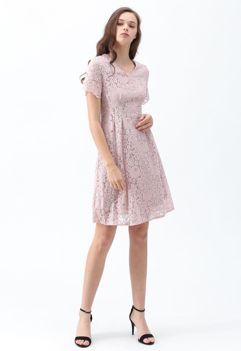 My Kind of Love Lace Midi Dress in Pink