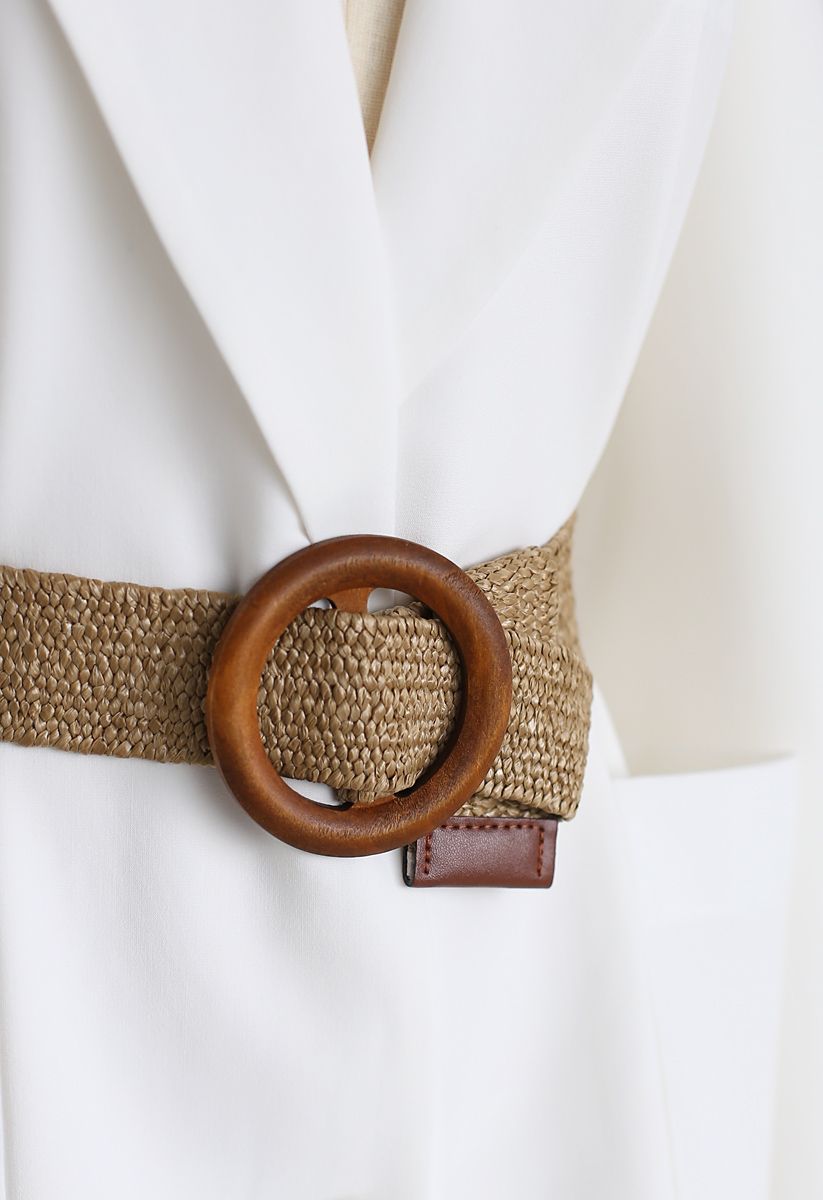 O-Ring Belted Blazer in White