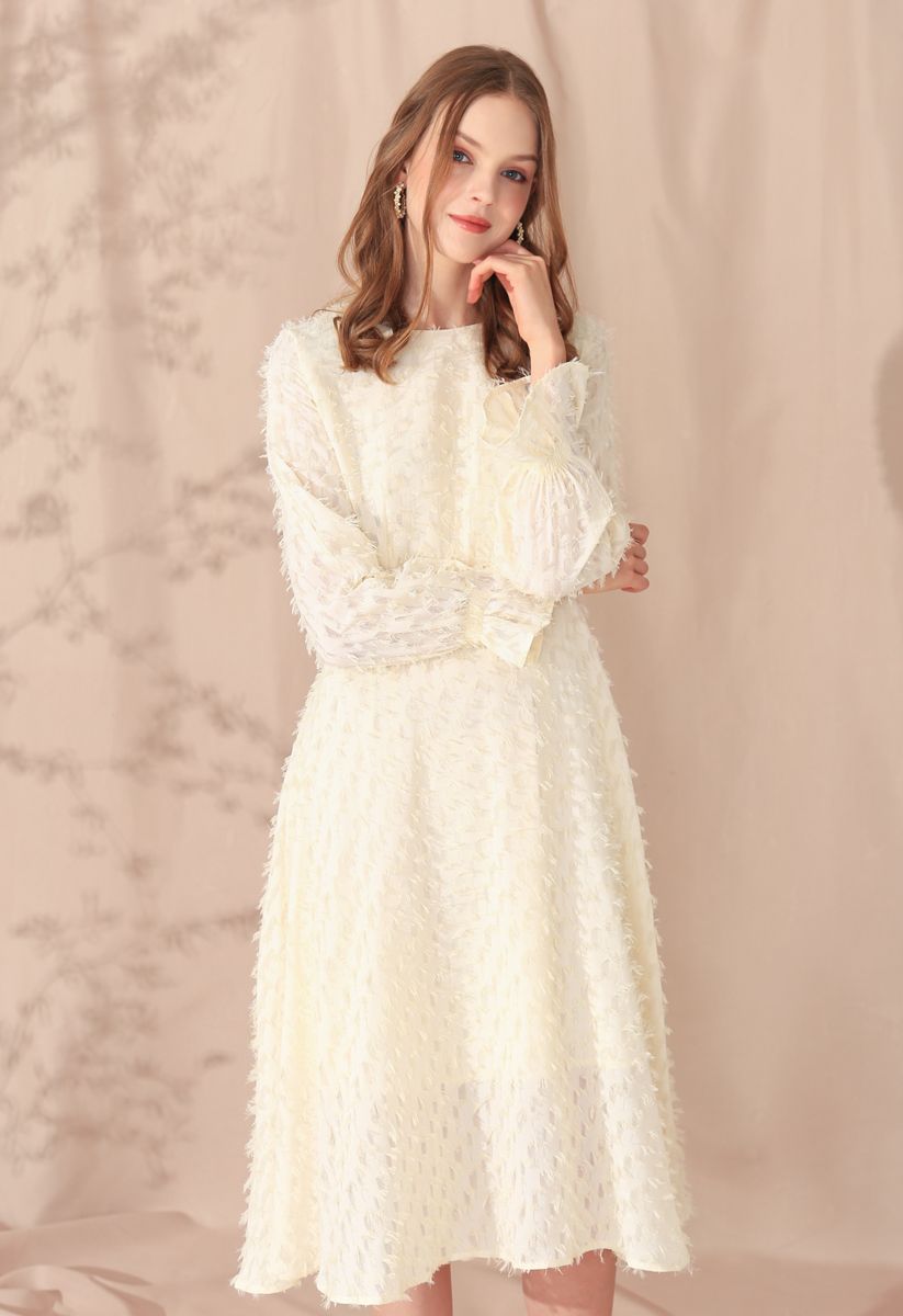 Tassel Trim Bell Sleeves Midi Dress