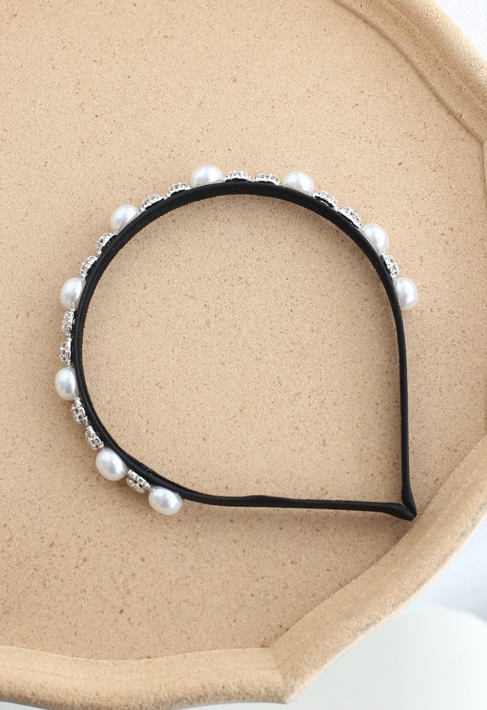 Crystal Pearl Black Headband