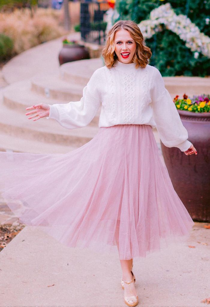 My Secret Garden Tulle Maxi Skirt in Pink