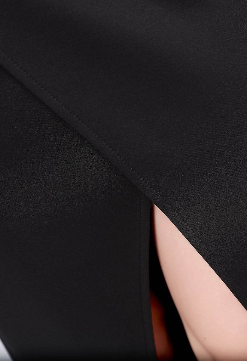 Single Strap Front Slit Gown in Black