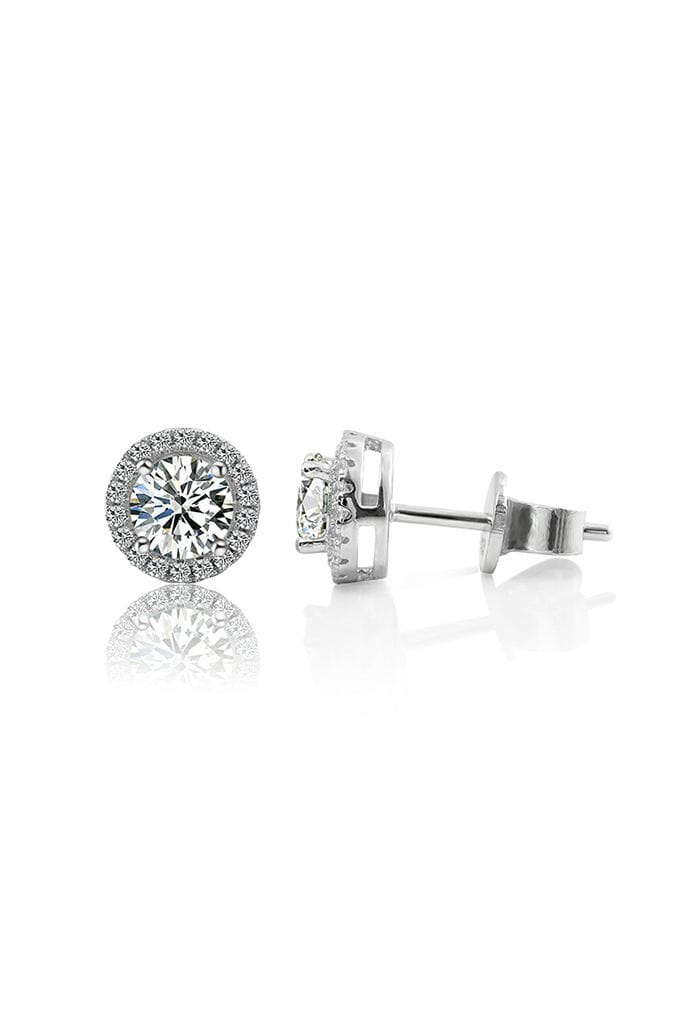 Rounded Glittering Moissanite Diamond Earrings