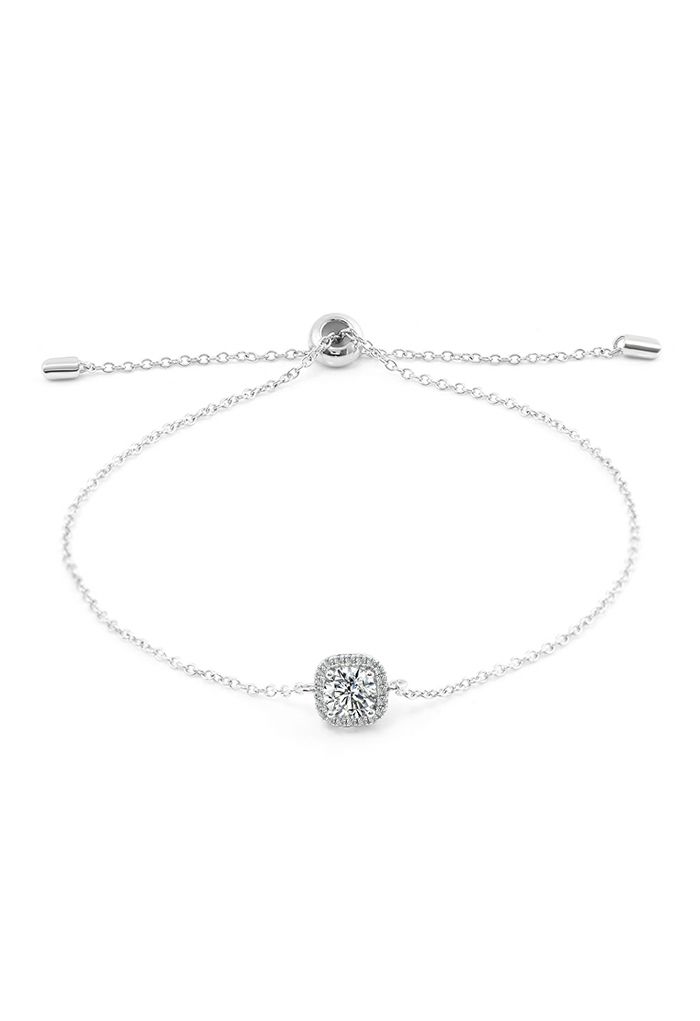Square Pendant Moissanite Diamond Bracelet