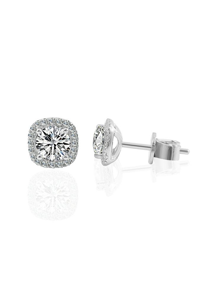 Square Shape Moissanite Diamond Earrings