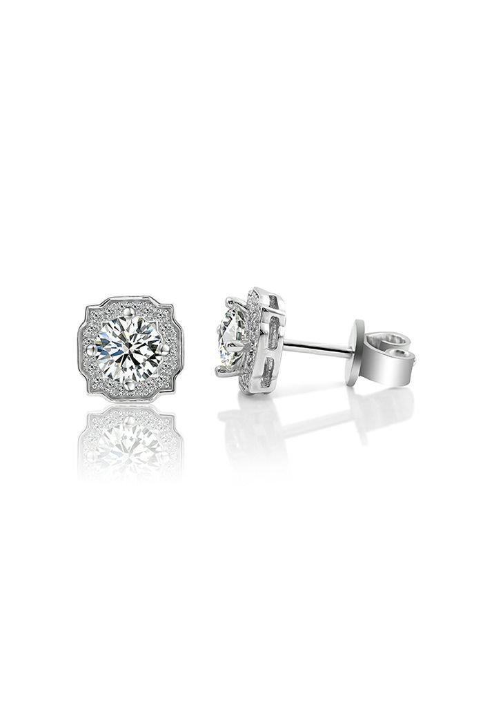 Pointed Edge Moissanite Diamond Earrings